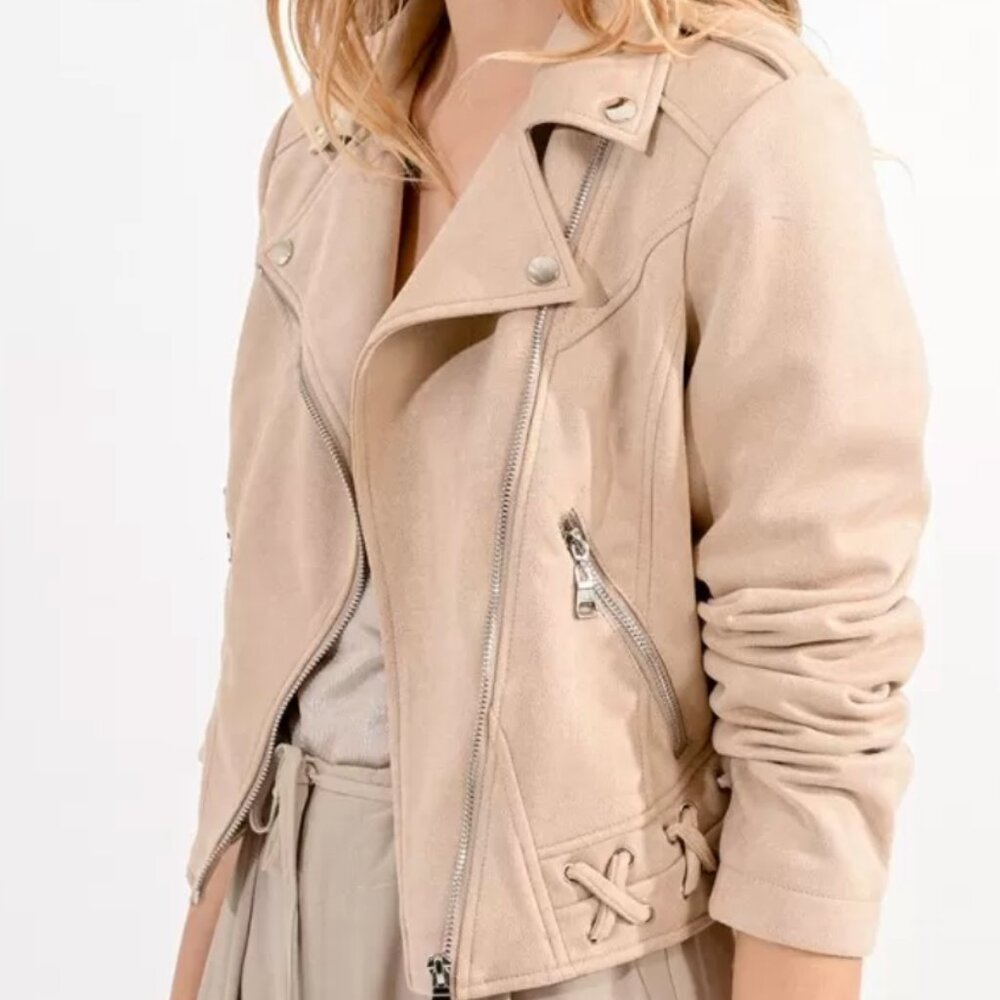 MOLLY BACKEN - CROPPED SUEDE JACKET - BEIGE - XS